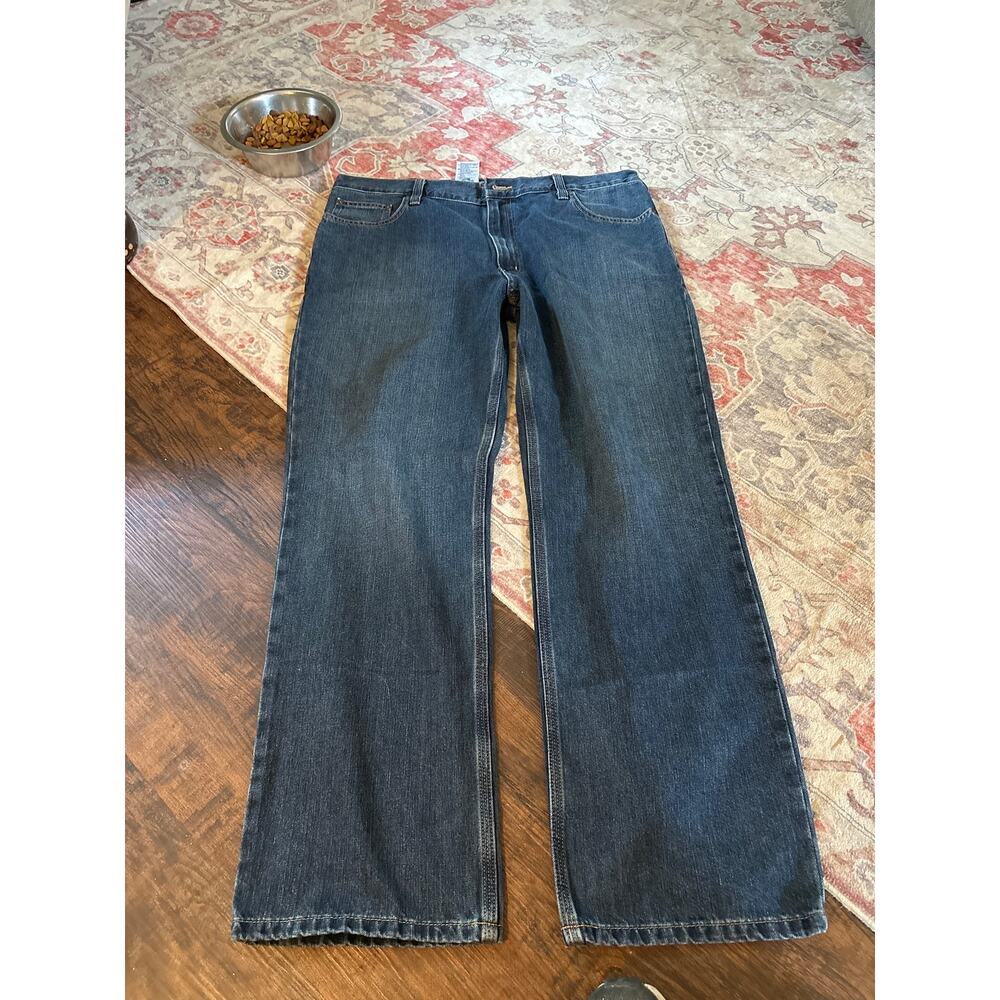 Carhartt Relaxed Fit Jeans Mens 40x32 Dark Wash Blue Denim Straight Leg Workwear